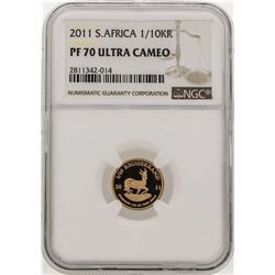 2011 South Africa 1/10 Krugerrand Gold Coin NGC PF70 Ultra Cameo