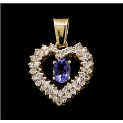 14KT Yellow Gold 0.86 ctw Tanzanite and Diamond Pendant