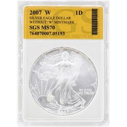 2007-W $1 American Silver Eagle Coin SGS MS70