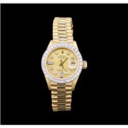 Ladies 18KT Yellow Gold Rolex Datejust Watch with Diamond Dial & Bezel