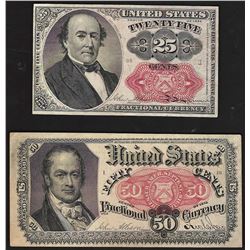 Set of 1874 Twenty-Five & Fifty Cent 5th Issue Fractional Notes