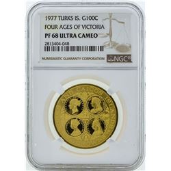 1977 Turks & Caicos Islands 100 Crowns Gold Proof Coin NGC PF68 Ultra Cameo