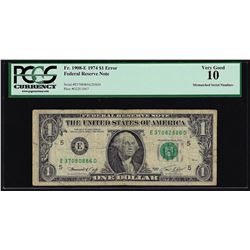 1974 $1 Federal Reserve Note Mismatched Serial Number ERROR PCGS VG10