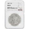 Image 1 : 1887 $1 Morgan Silver Dollar Coin NGC MS64