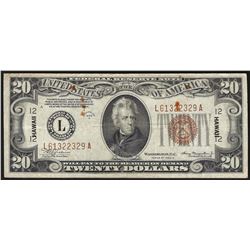 1934A $20 Hawaii Federal Reserve Note WWII Emergency Note