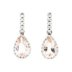 14KT White Gold Ladies 2.90 ctw Morganite and Diamond Earrings