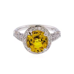 14KT White Gold 3.86 ctw Yellow Sapphire and Diamond Ring