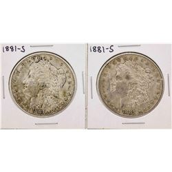 Lot of (2) 1881-S $1 Morgan Silver Dollar Coins