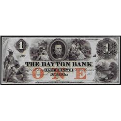 1850's $1 The Dayton Bank Obsolete Bank Note