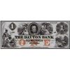 Image 1 : 1850's $1 The Dayton Bank Obsolete Bank Note