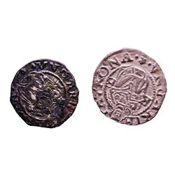 Lot of (2) 1540-1590 KB Hungary Ferdinand I - Madonna & Child Silver Denar Coins