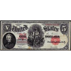 1907 $5 Woodchopper Legal Tender Note PCBLIC ERROR