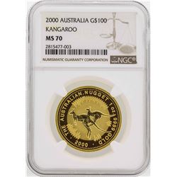 2000 Australia $100 Kangaroo Gold Coin NGC MS70