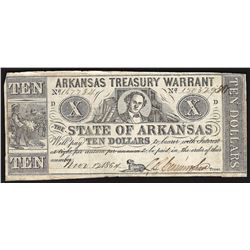 1864 $10 State of Arkansas Treasury Warrant Note