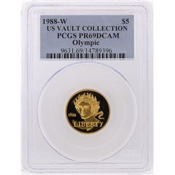 1988-W $5 US Vault Collection Olympic Gold Coin PCGS PR69DCAM