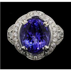 18KT White Gold 7.17 ctw Tanzanite and Diamond Ring