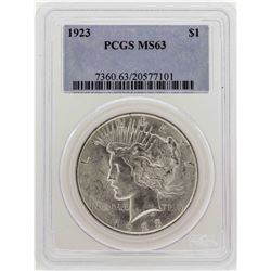 1923 $1 Peace Silver Dollar Coin PCGS MS63