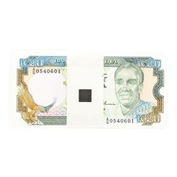 Pack of (100) Zambia 20 Kawacha Uncirculated Notes