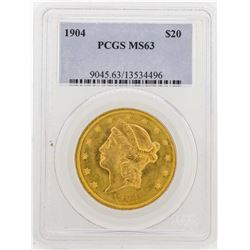 1904 $20 Liberty Head Double Eagle Gold Coin PCGS MS63