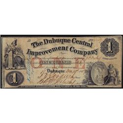 1857 $1 The Dubuque Central Improvement Company Obsolete Bank Note