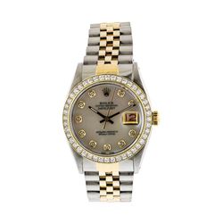 Mens Two Tone Rolex Datejust Wristwatch with MOP Diamond Dial & Bezel