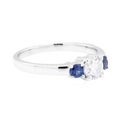 14KT White Gold 0.32 ctw Sapphire and Diamond Ring