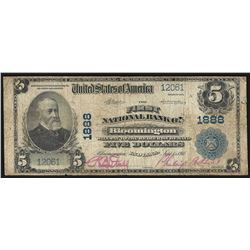 1902 $5 National Bank of Bloomington Indiana Note CH# 1888