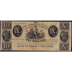 1800's $10 New Orleans Canal & Banking Company Obsolete Note