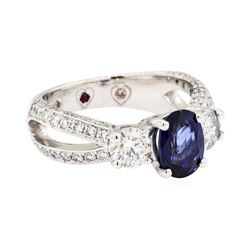 14KT White Gold 1.01 ctw Sapphire and Diamond Ring