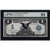 Image 1 : 1899 $1 Black Eagle Silver Certificate Note Fr.234 PMG Choice Uncirculated 64