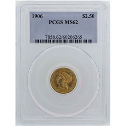 1906 $2 1/2 Liberty Head Quarter Eagle Gold Coin PCGS MS62