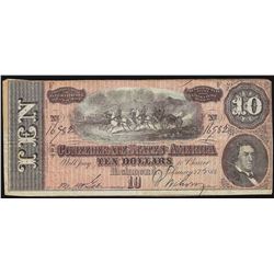 1864 $10 Confederate States of America Note