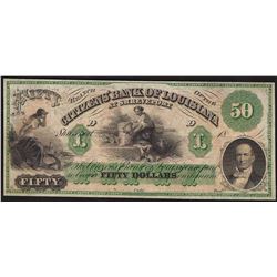 1800's $50 Citizens Bank of Louisiana Obsolete Note