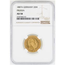 1887-A Germany 20 Marks Prussia Gold Coin NGC AU50
