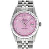 Rolex Mens 36mm Stainless Steel Ice Pink Diamond Datejust Wristwatch
