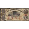 1857 $5 The State Bank of South Carolina Obsolete Note