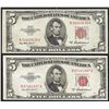 Image 1 : Lot of (2) 1953A $5 Legal Tender Notes