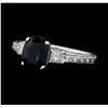 Image 2 : 18KT White Gold 1.50 ct. Natural Blue Sapphire and Diamond Ring