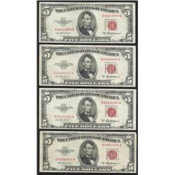 Lot of (4) 1953A $5 Legal Tender Notes