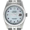 Image 2 : Rolex Mens 36mm Stainless Steel MOP Sapphire String Diamond Datejust Wristwatch