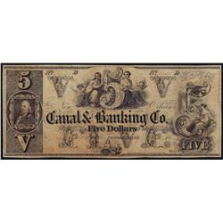 1800's $5 Canal & Banking Co. New Orleans Obsolete Bank Note