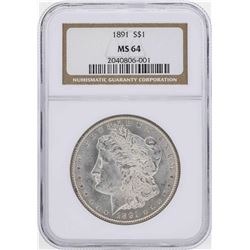 1891 $1 Morgan Silver Dollar Coin NGC MS64