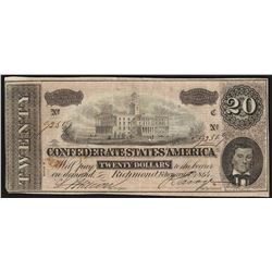 1864 $20 Confederate States of America Note