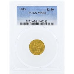 1903 $2 1/2 Liberty Head Quarter Eagle Gold Coin PCGS MS62