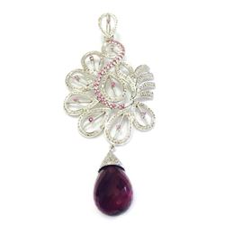 Earring and Pendant set gold weight 5.85gram and silver weight 48.56 gram diamond 4.88ct color stone