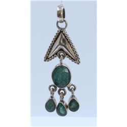 silver .925 pendant with emerald gem stone 6.76gram