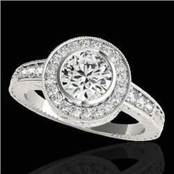 1.50 CTW H-SI/I Certified Diamond Solitaire Halo Ring 10K White Gold - REF-170W9H - 33891