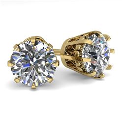 2.50 CTW VS/SI Diamond Stud Solitaire Earrings 18K Yellow Gold - REF-745M5F - 35695