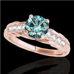1.2 CTW SI Certified Fancy Blue Diamond Solitaire Ring 10K Rose Gold - REF-158F2M - 34940