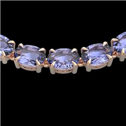 56 CTW Tanzanite Eternity Designer Inspired Tennis Necklace 14K Rose Gold - REF-631N3Y - 23410